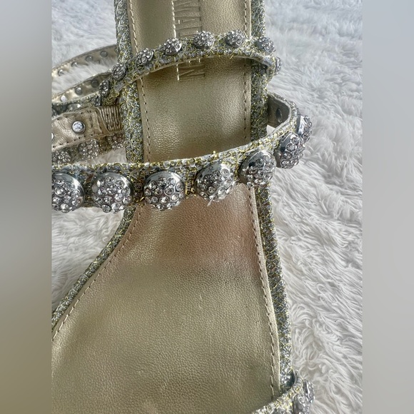 NEW Steve Madden Rhinestone Wrap Heels 8.5 Gold Formal Wedding High Heel Sandals - Picture 12 of 16